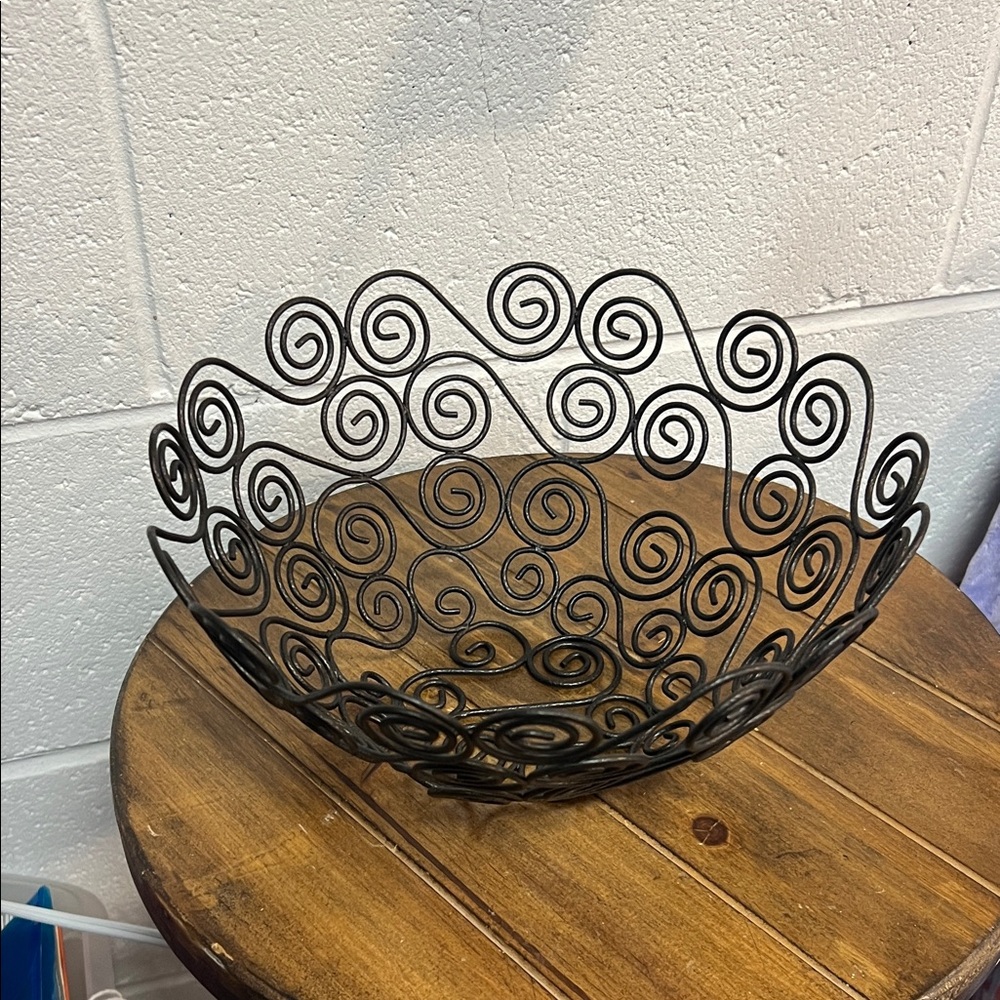 Black Swirl Metal Bowl